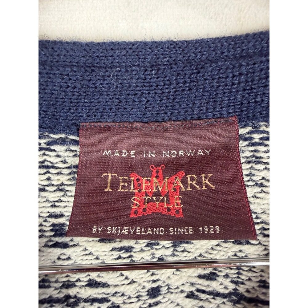 Telemark Style Skjæveland Cardigan Vest Mens XL Norway Wool Navy Blue Nordic - Picture 4 of 8